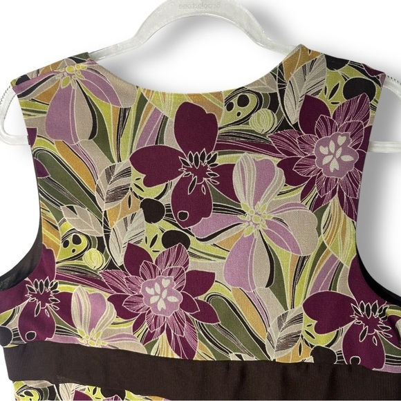 Apt 9 Sleeveless Blouse Sz XL Y2K 90's Retro Ribbon Floral Burgundy - Picture 8 of 12